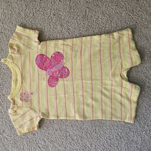 🦋Yellow and Pink Striped Baby Romper